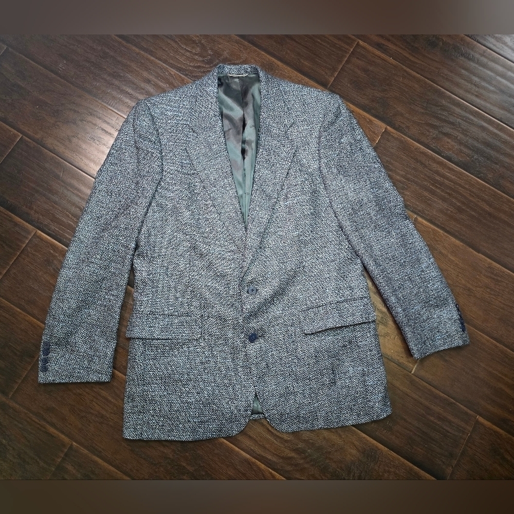 CHRISTIAN DIOR Monsieur Mens Jacket Silk Tweed Blue Grey 42L
